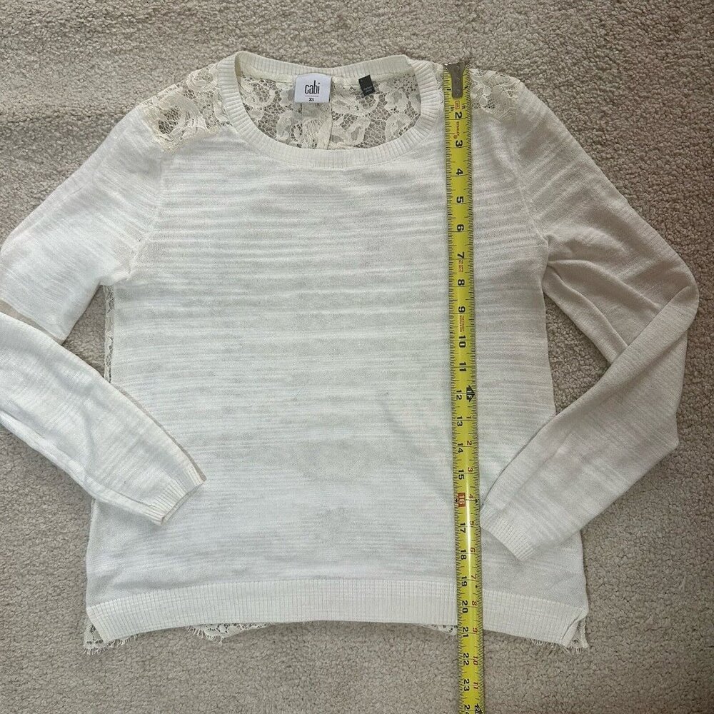 Cabi Sweater Women's XS White Cream Sophia Lace Back Sweater Feminine 5005 - Picture 7 of 14